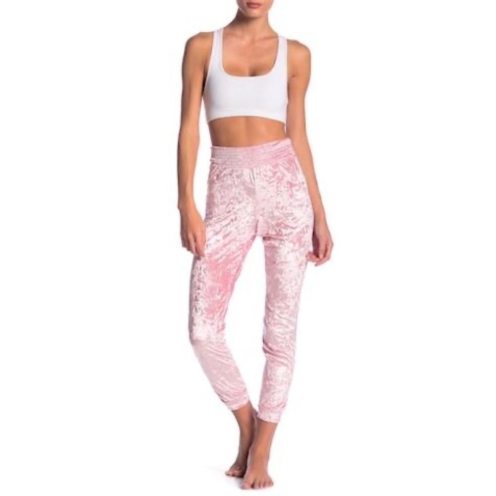 ELECTRIC YOGA VELVET JOGGER BLUSH LG NWT